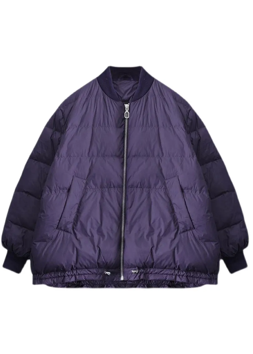 Art Purple Zip Up drawstring Fine Cotton Filled thick Winter jackets