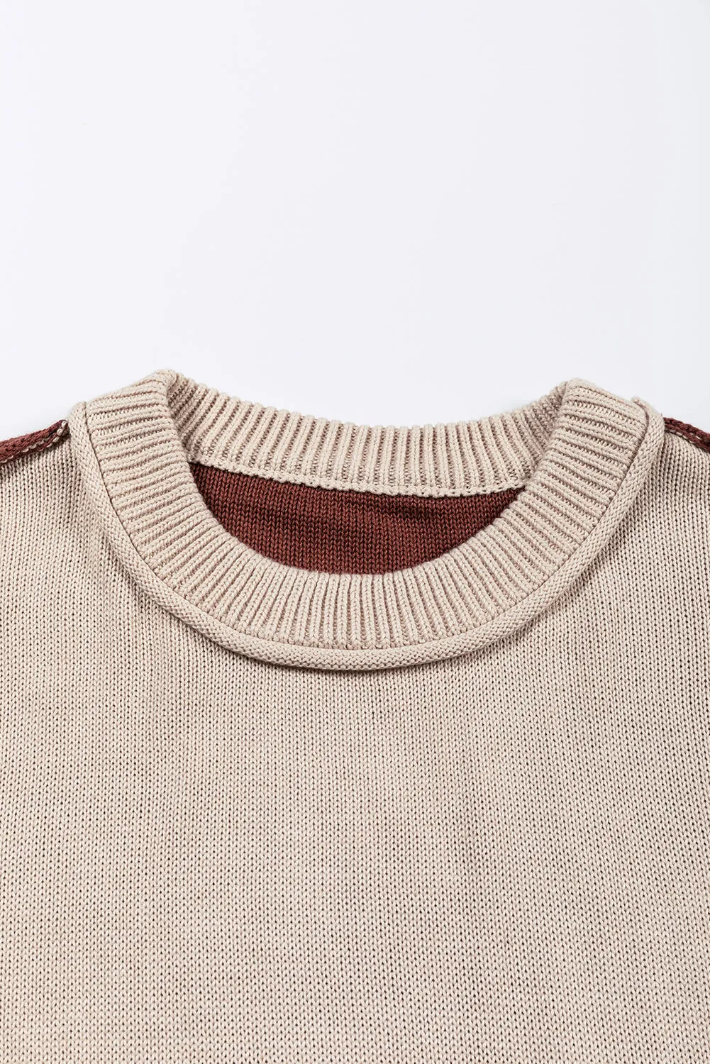 Bishop Sleeve Ribbed Trim Sweater