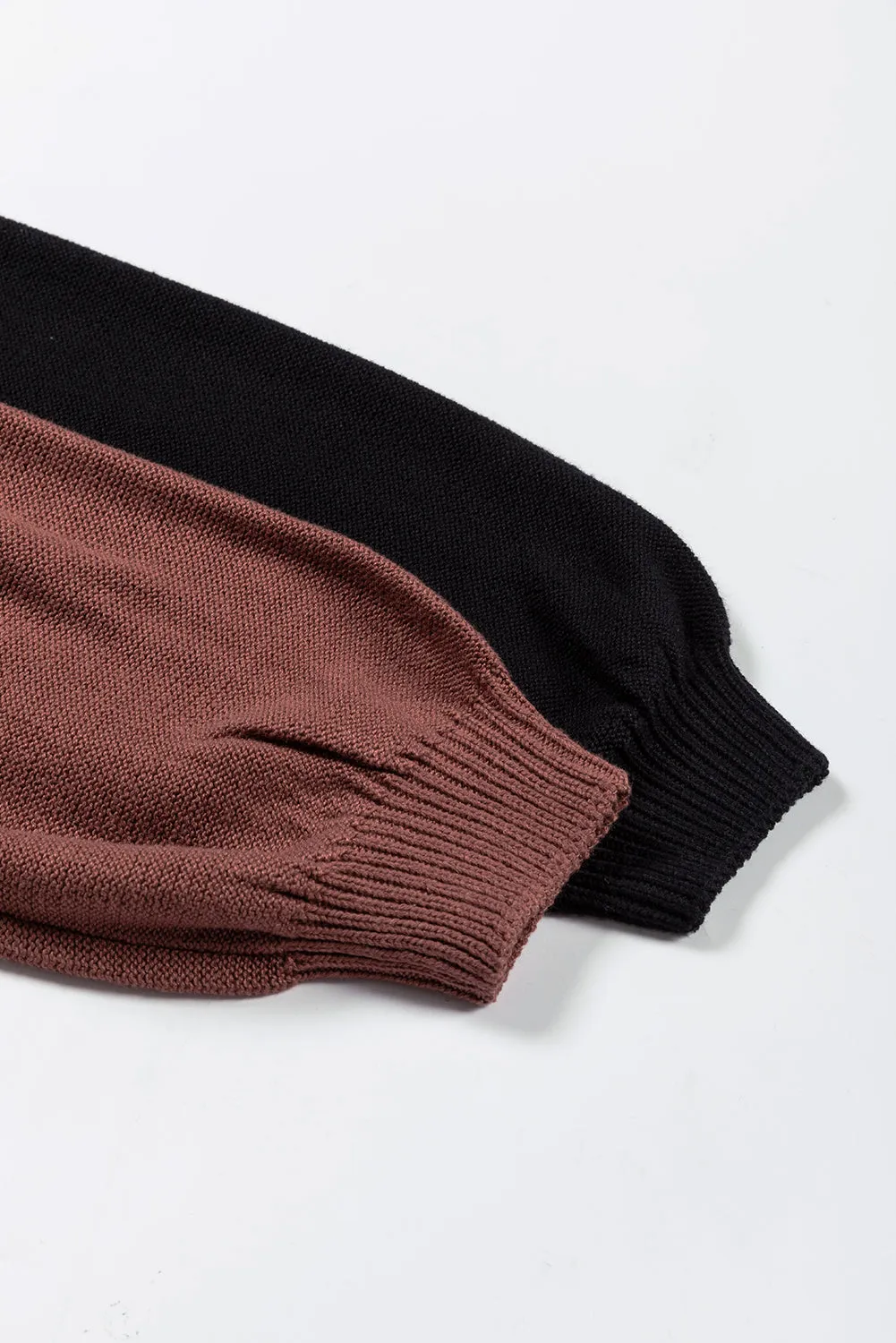 Bishop Sleeve Ribbed Trim Sweater