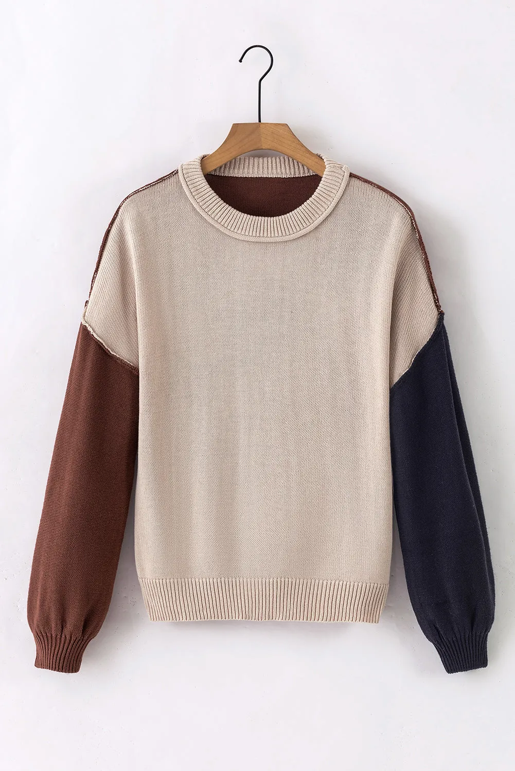 Bishop Sleeve Ribbed Trim Sweater