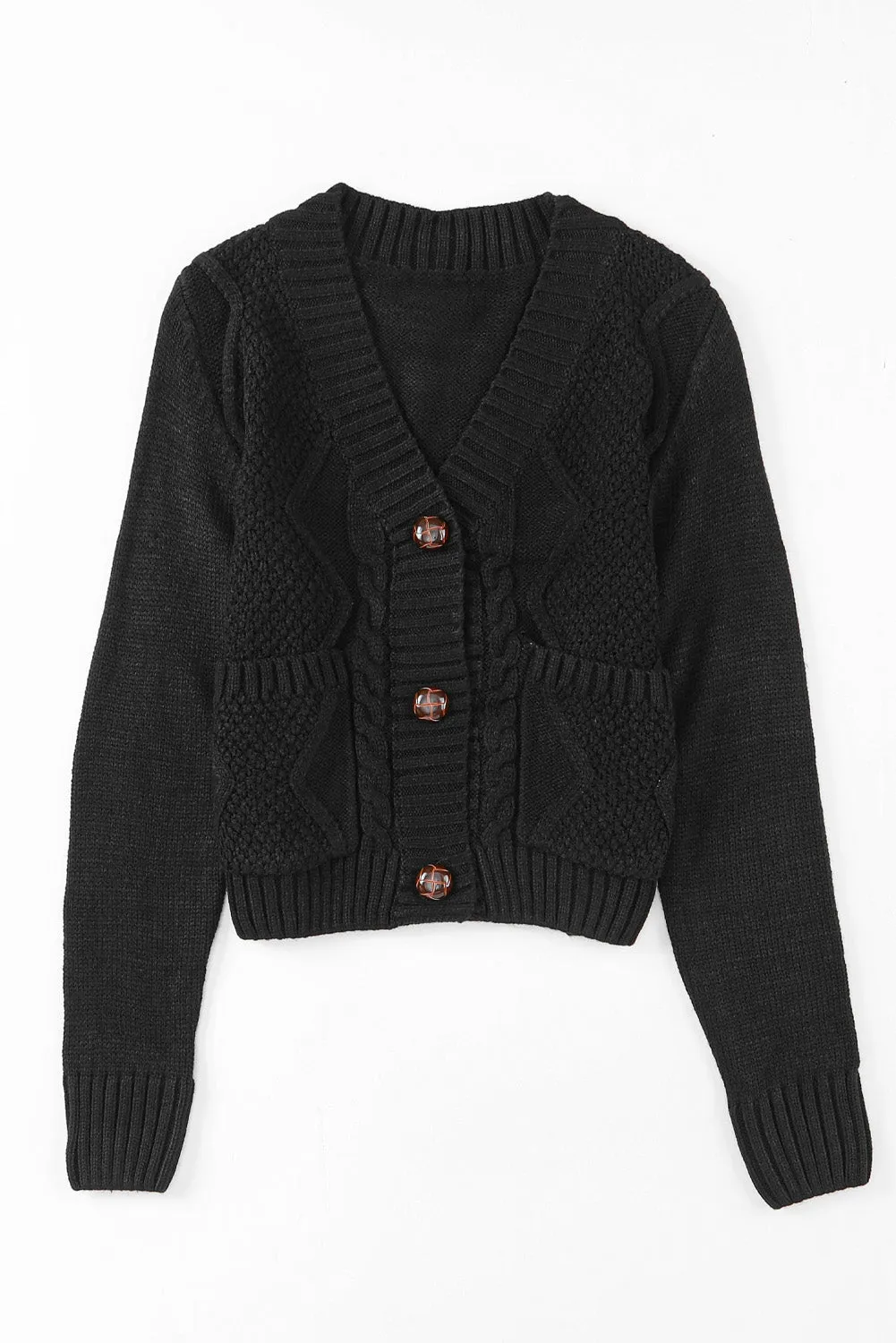 Buttons Textured Cardigan