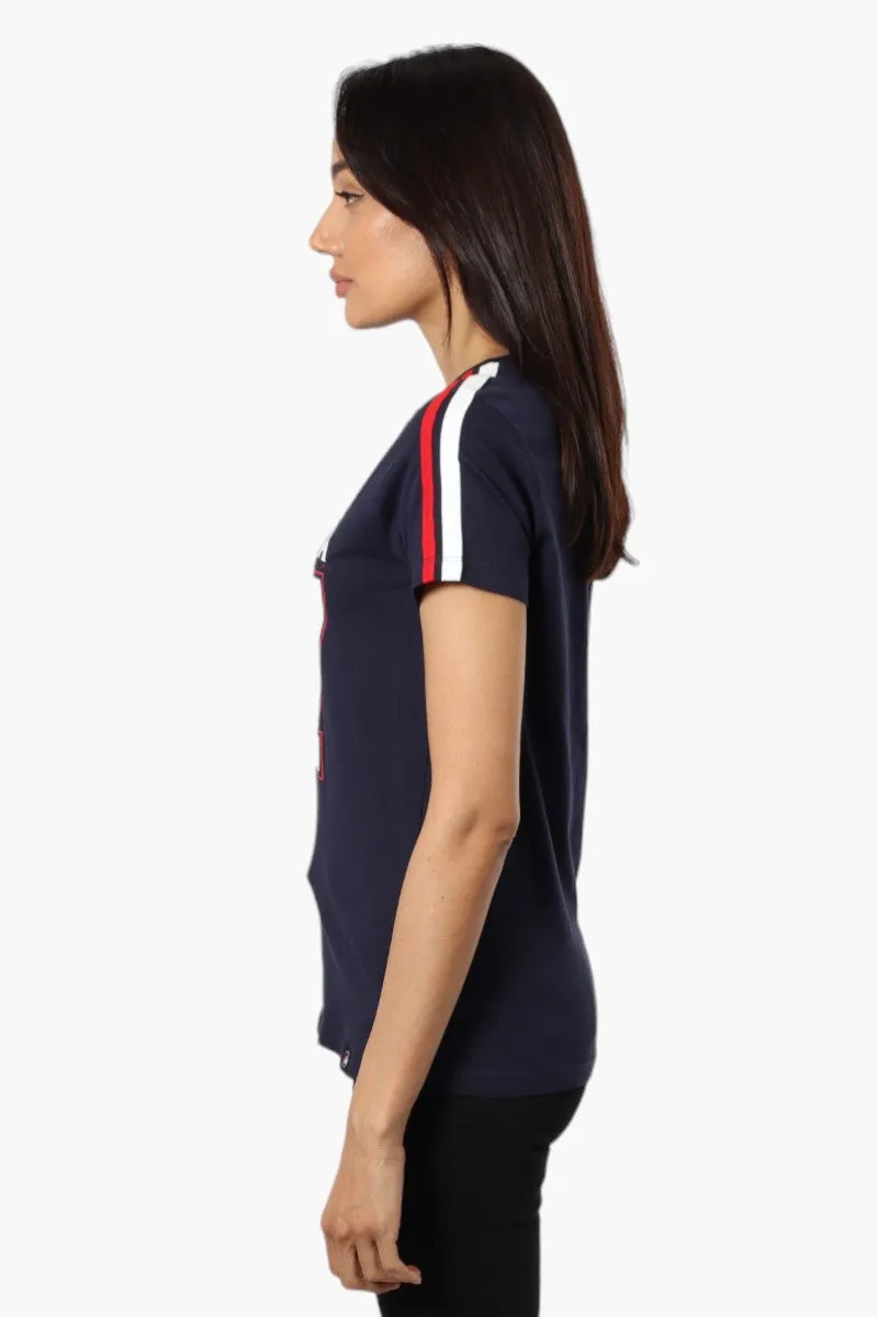 Canada Weather Gear Striped Shoulder 67 Print Tee - Navy