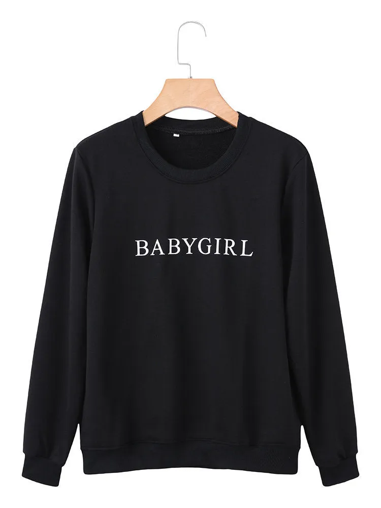 Casual Letter Print Women Sweatshirts