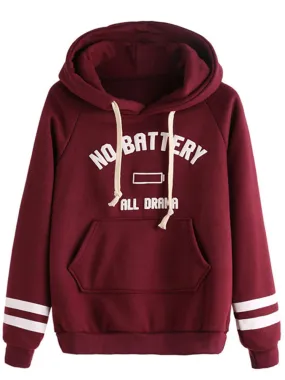 Casual Letters Printed Women Hoodies