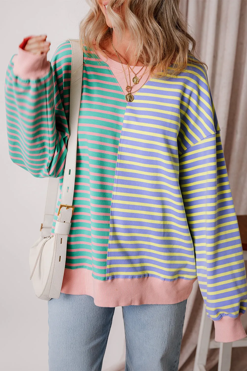 Casual Stripe Oversize Sweatshirt