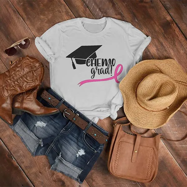 Chemo Grad T-Shirt, Tough, Brave, Proud Chemo Grad, All Ribbons, 50  T-Shirt Colors, Cancer Awareness T-Shirts