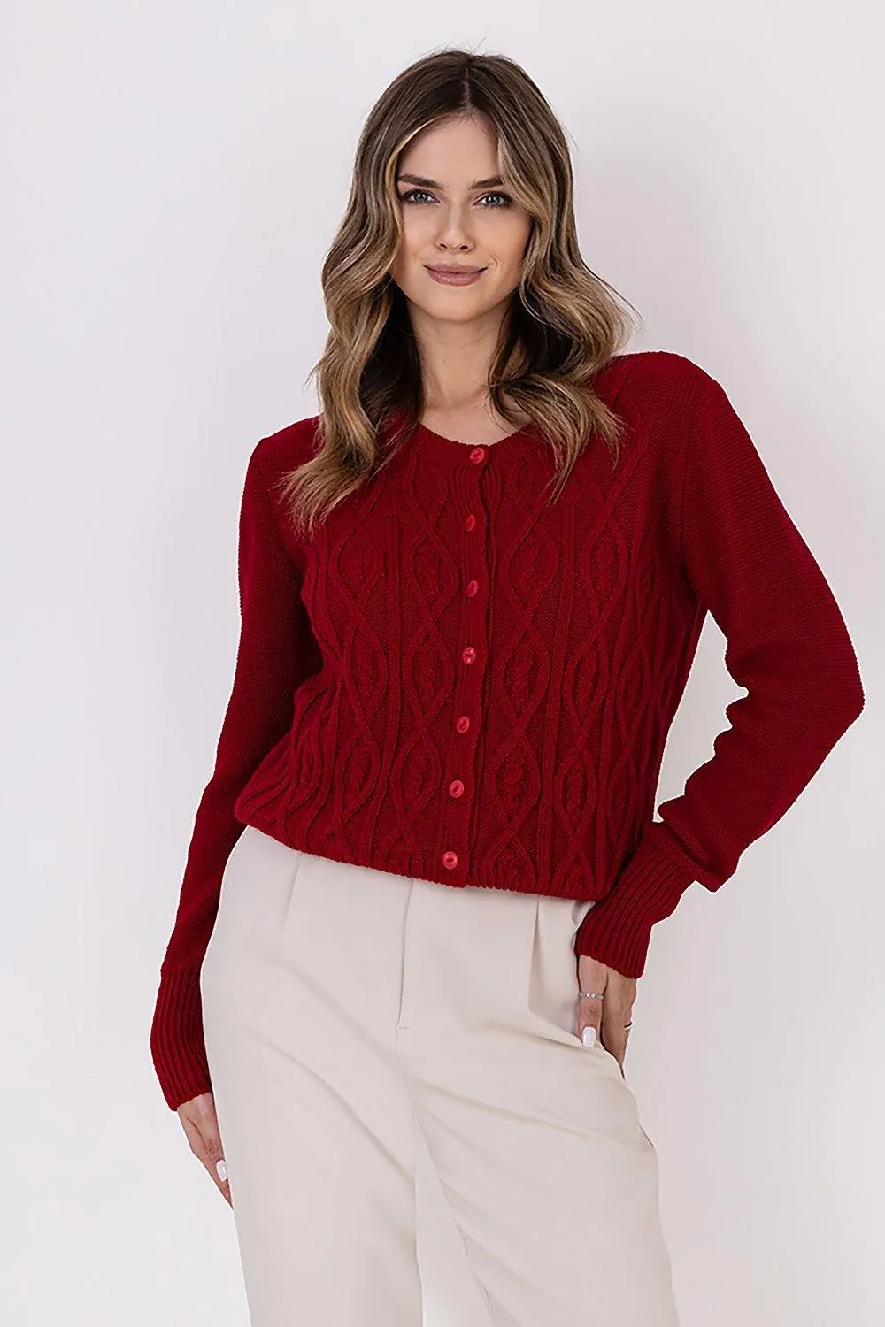 Chic Knit Round Neck Cardigan