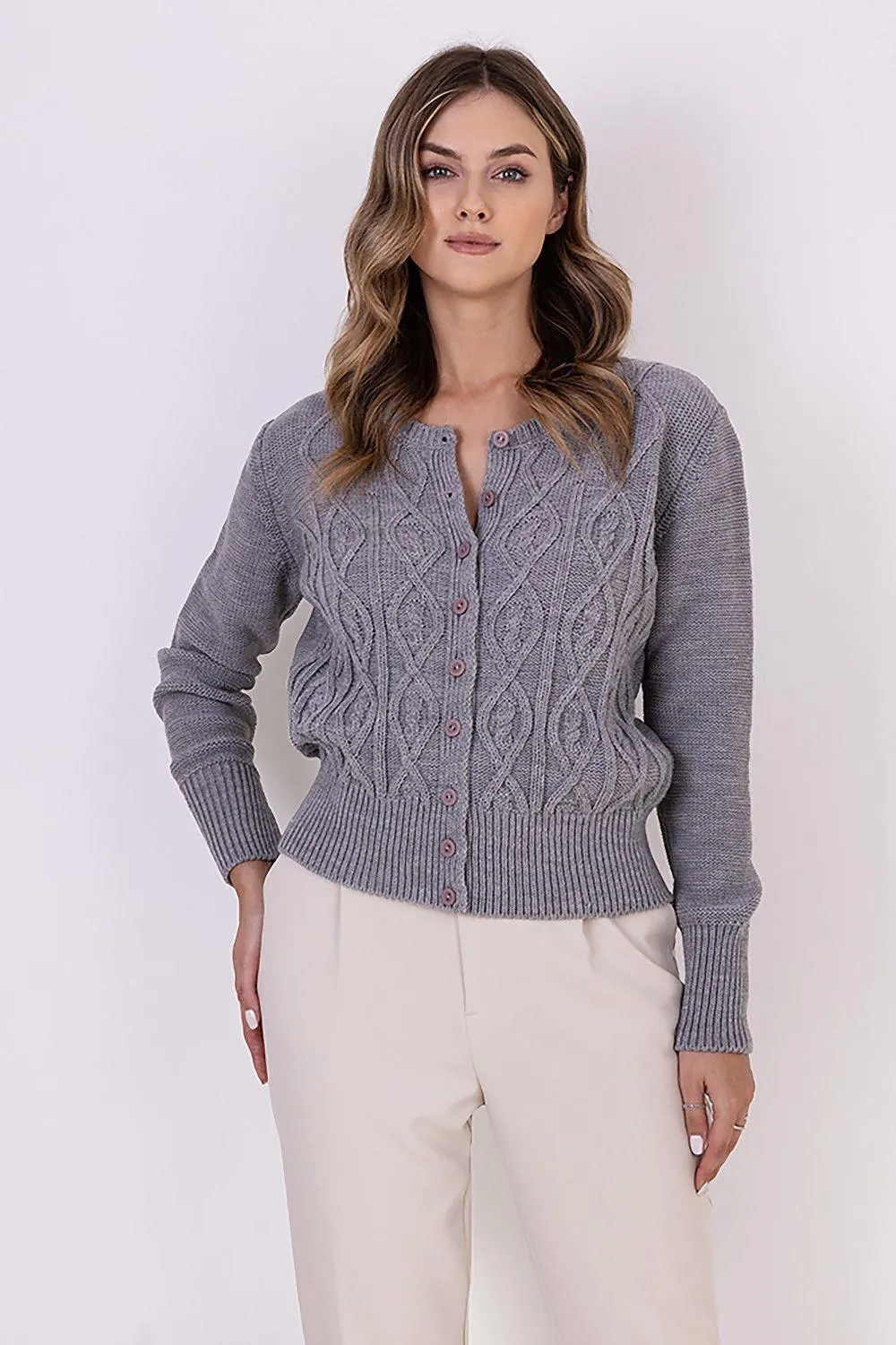 Chic Knit Round Neck Cardigan