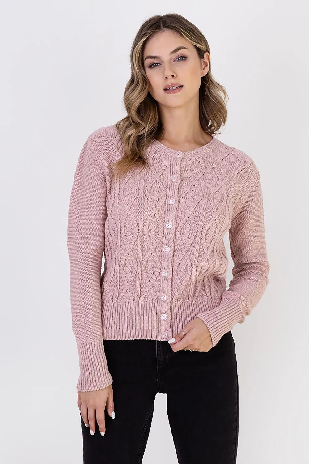 Chic Knit Round Neck Cardigan