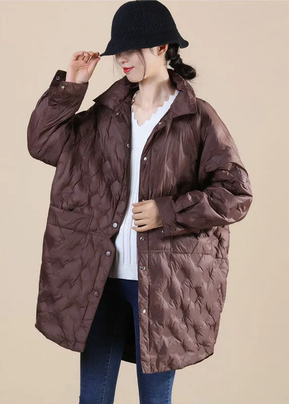 Chocolate Duck Down Canada Goose Jacket Stand Collar Pockets Winter