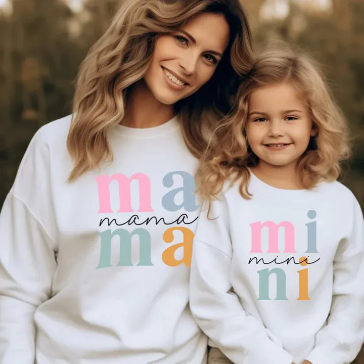 CLR Mama & Mini Dream Block Matching Sweatshirts White