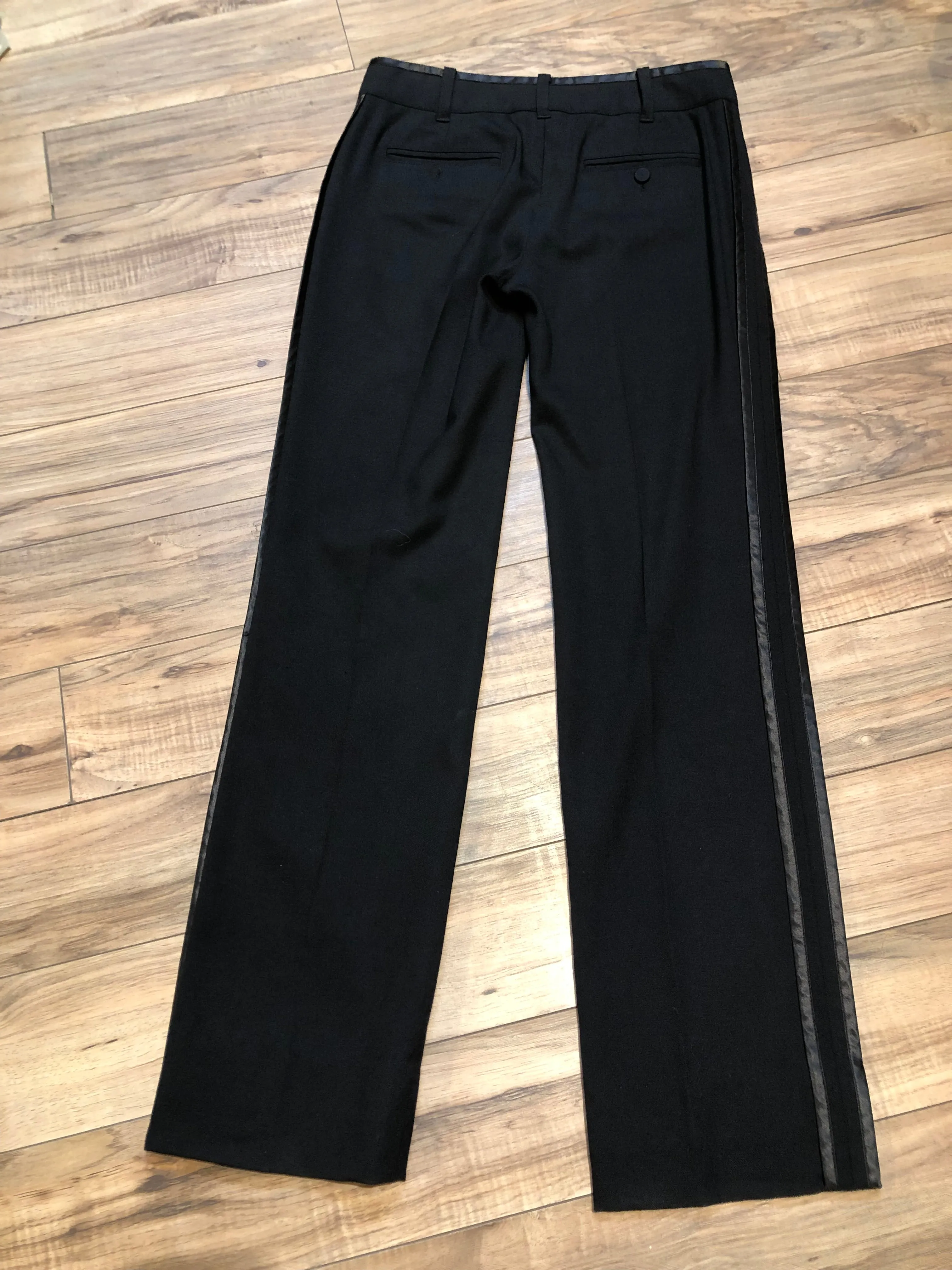 Club Monaco Black Wool Tuxedo Pants, Size 0