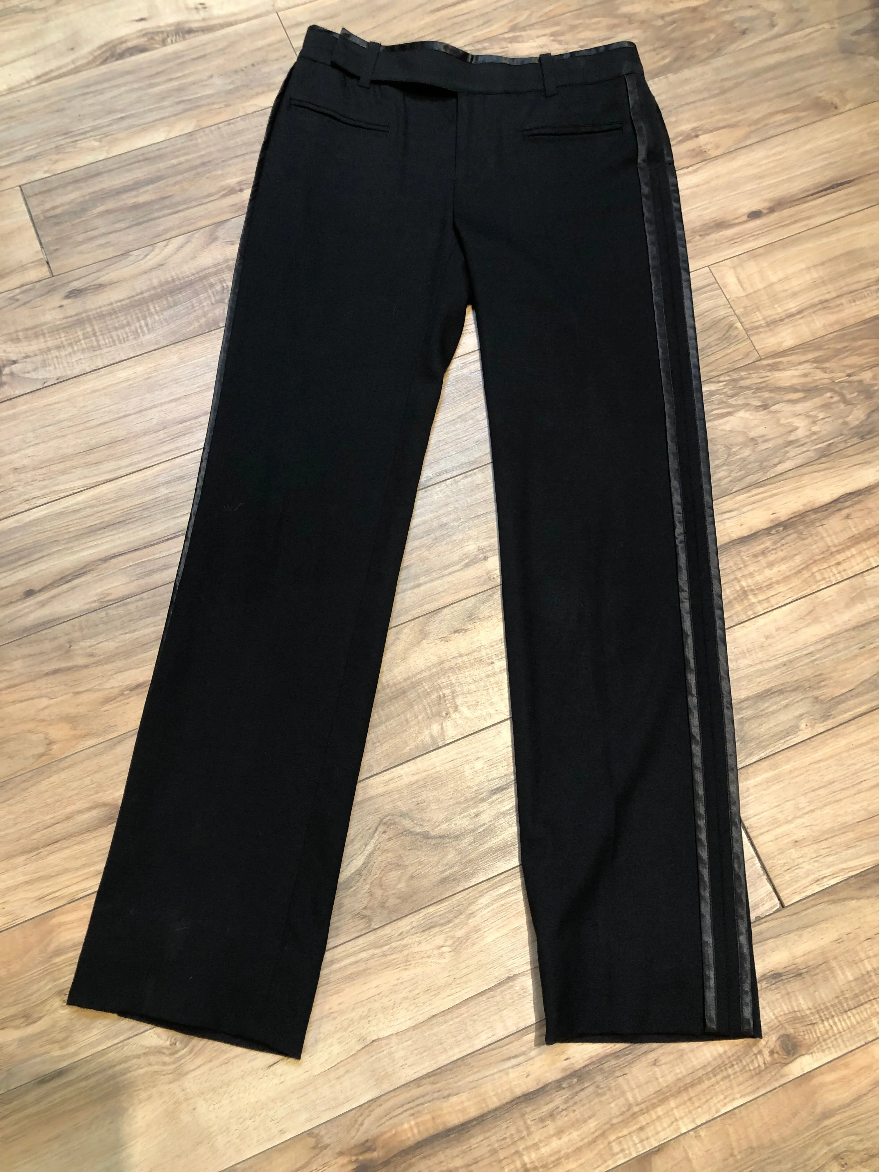 Club Monaco Black Wool Tuxedo Pants, Size 0