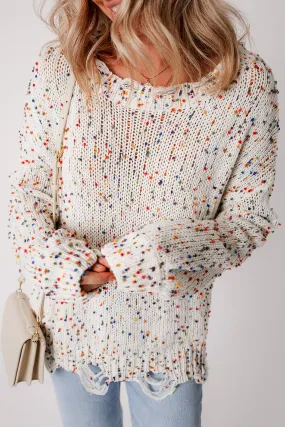 Confetti Distressed Knit Sweater