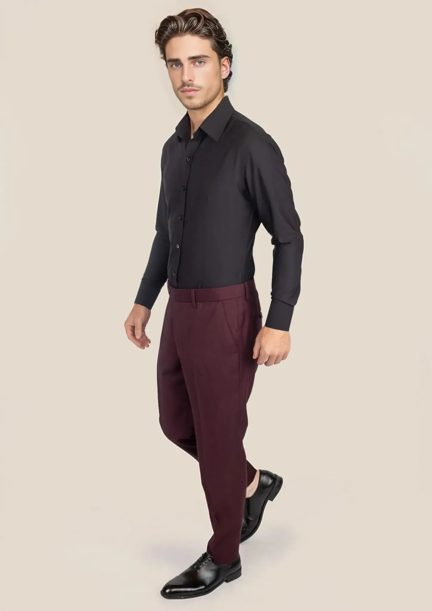 Deep Burgundy Birdseye Pants