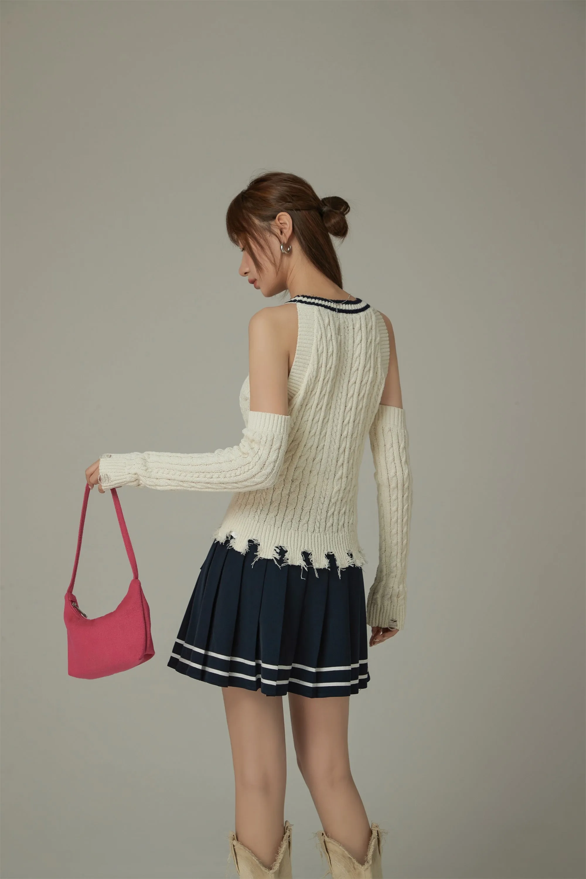 Distressed Off The Shoulder Knit Sweater