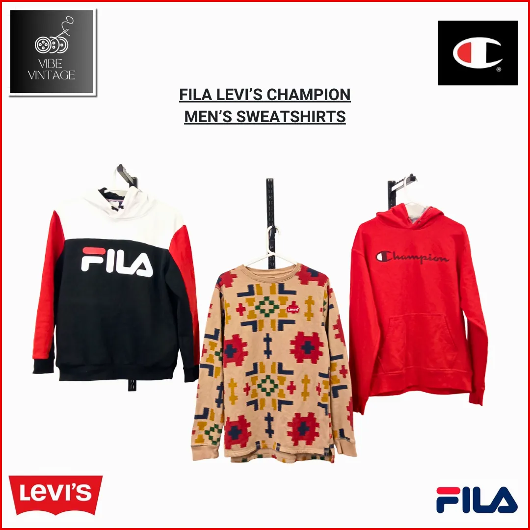 FILA - LEVI'S - CHAMPION MEN'S SWEATSHIRTS - 12 PCS