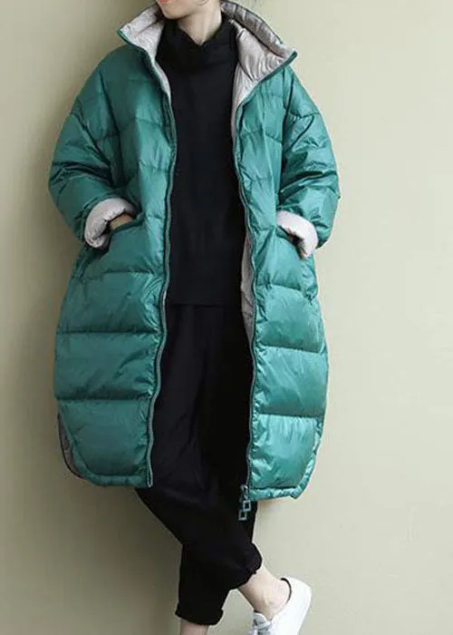 Fitted Blue Green Zip Up thick Fine Cotton Filled Parkas Winter