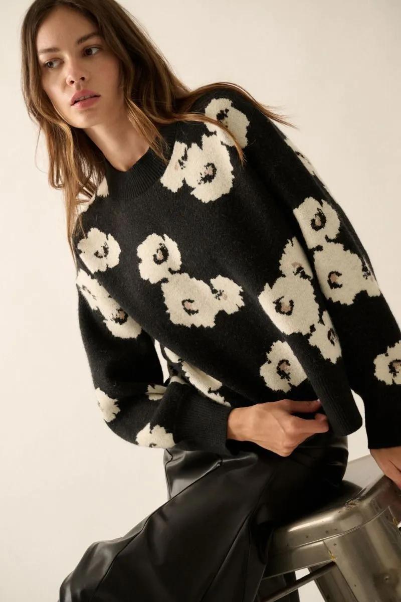 Floral Graphic Knit Sweater