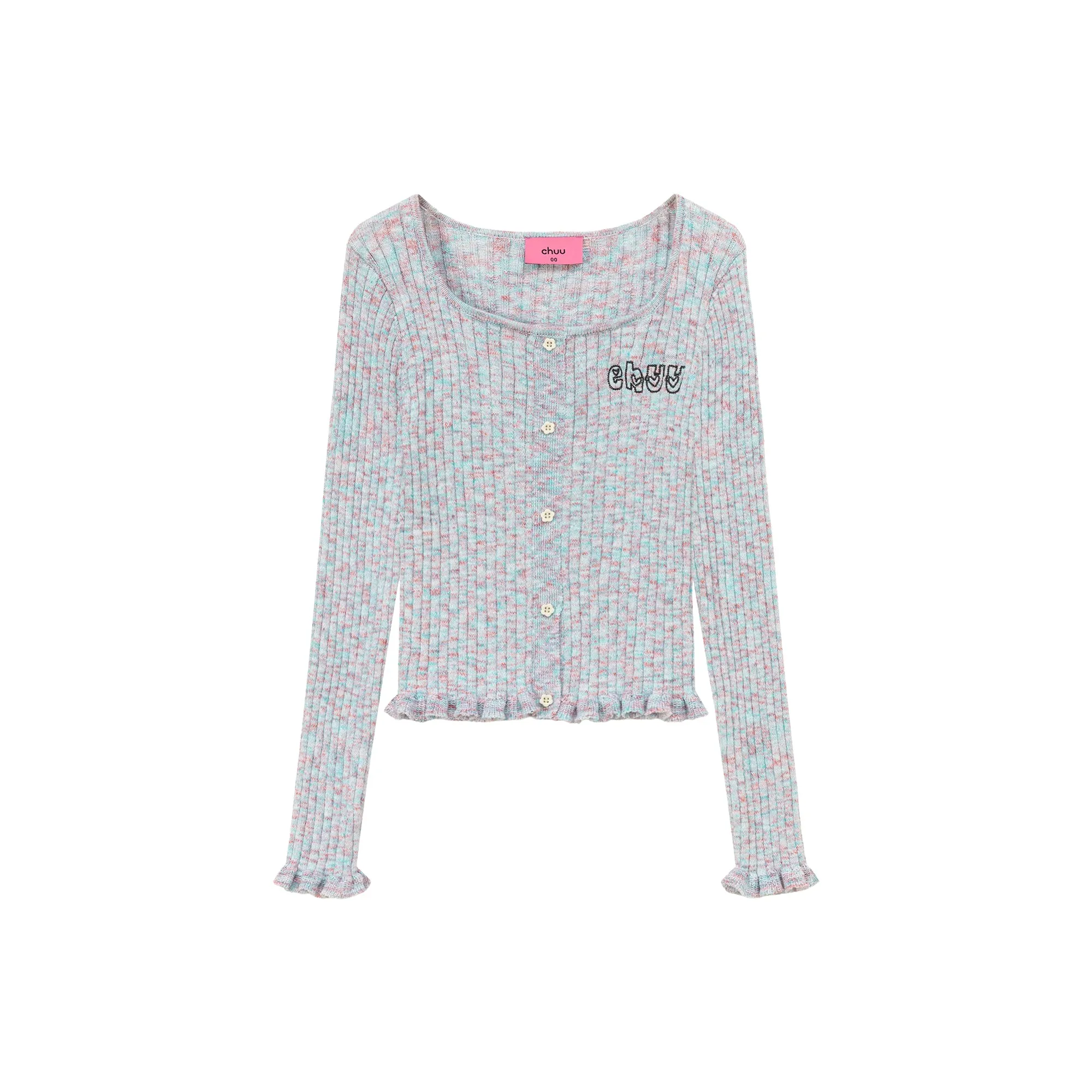 Frilly Hem Button Knit Sweater