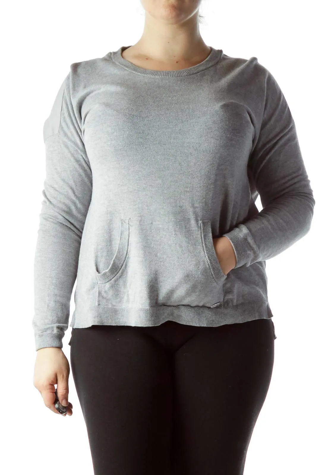 Gray Long-Sleeve Crewneck Sweater