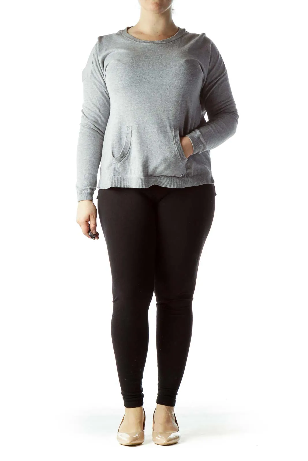 Gray Long-Sleeve Crewneck Sweater