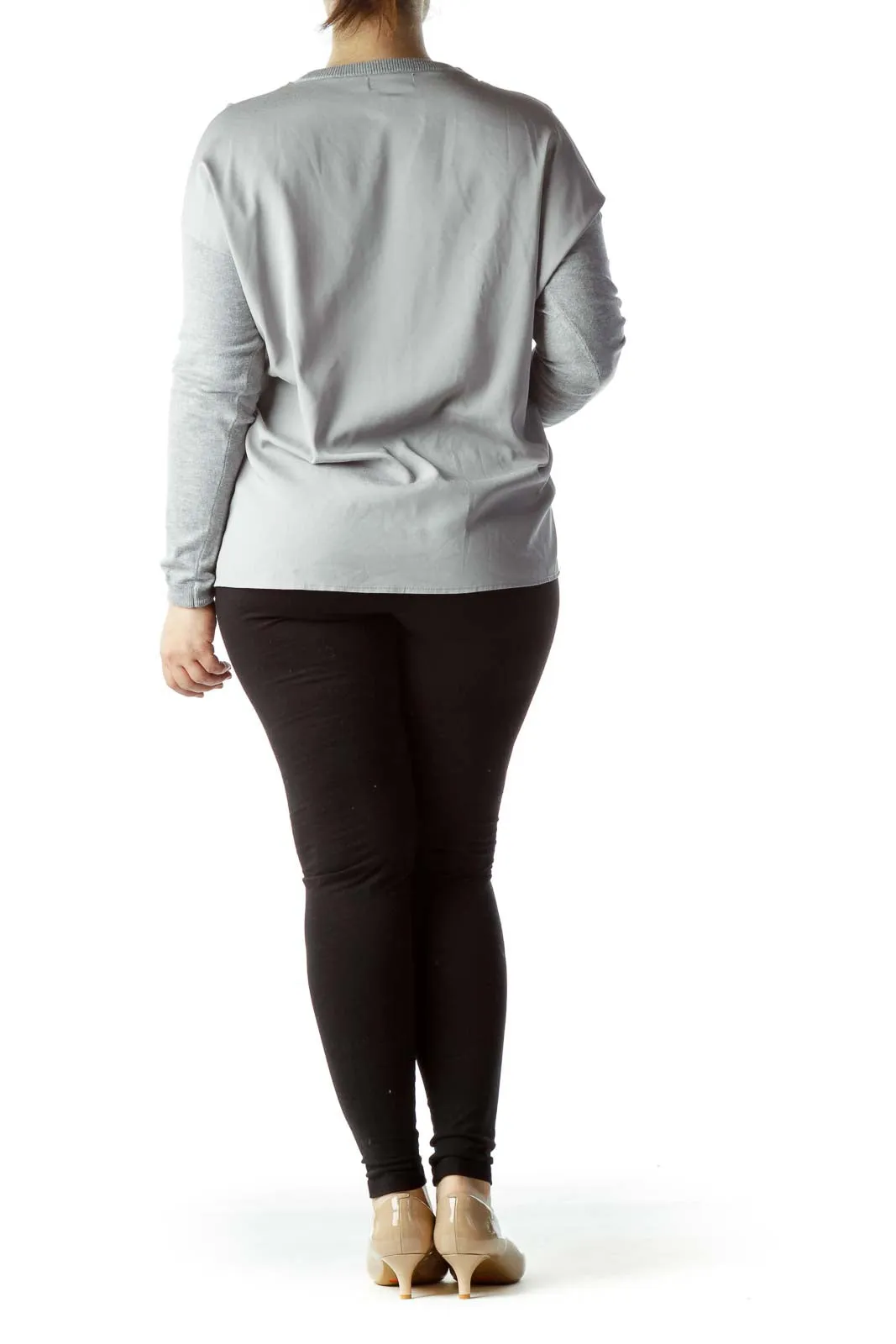 Gray Long-Sleeve Crewneck Sweater