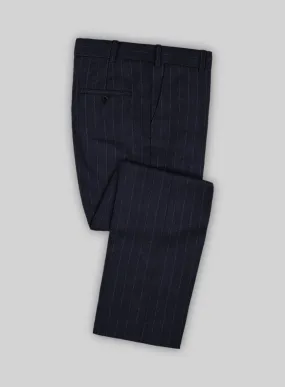 Italian Uben Blue Chalkstripe Flannel Pants