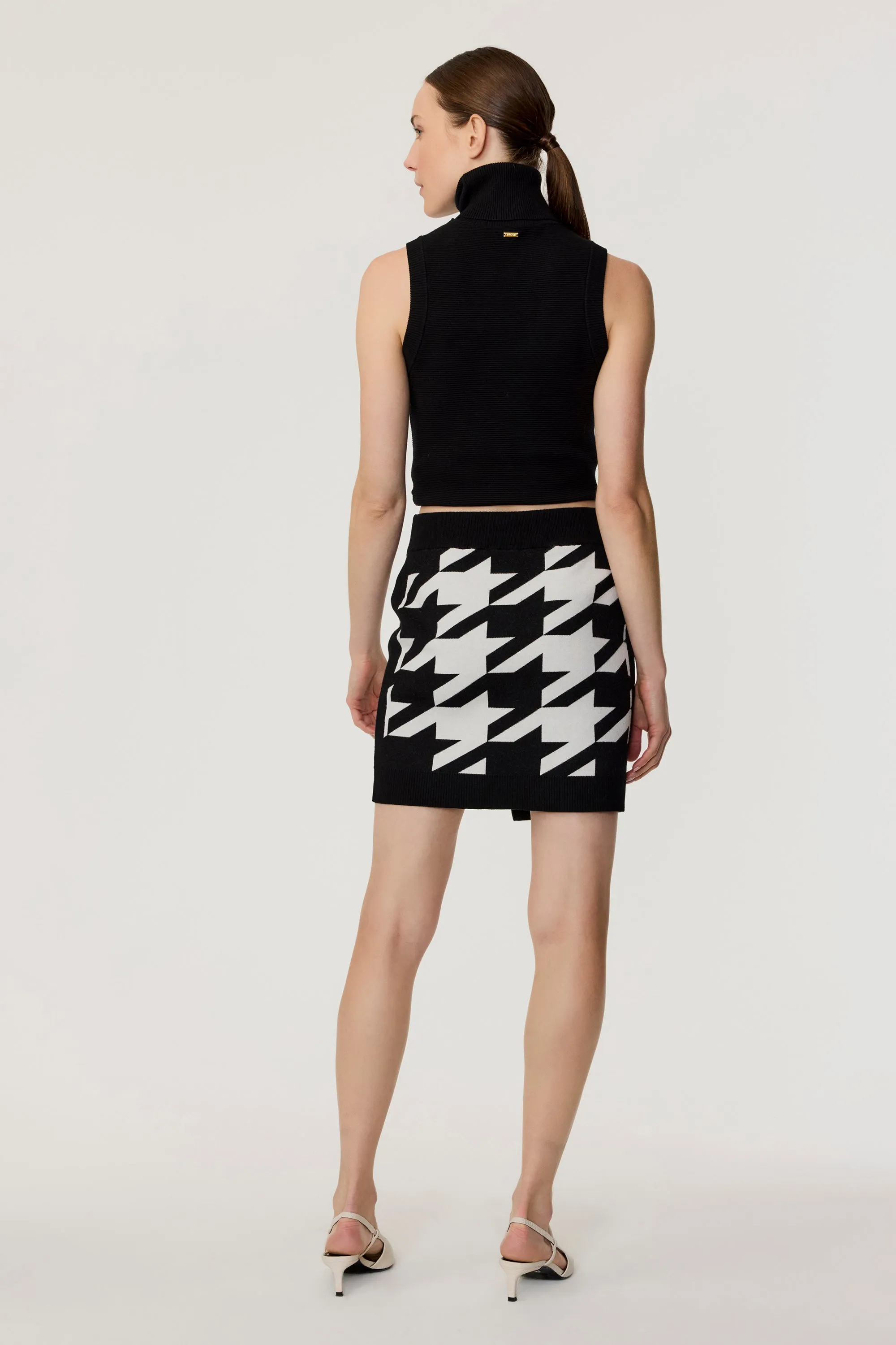 Jackie Houndstooth Mini Skirt