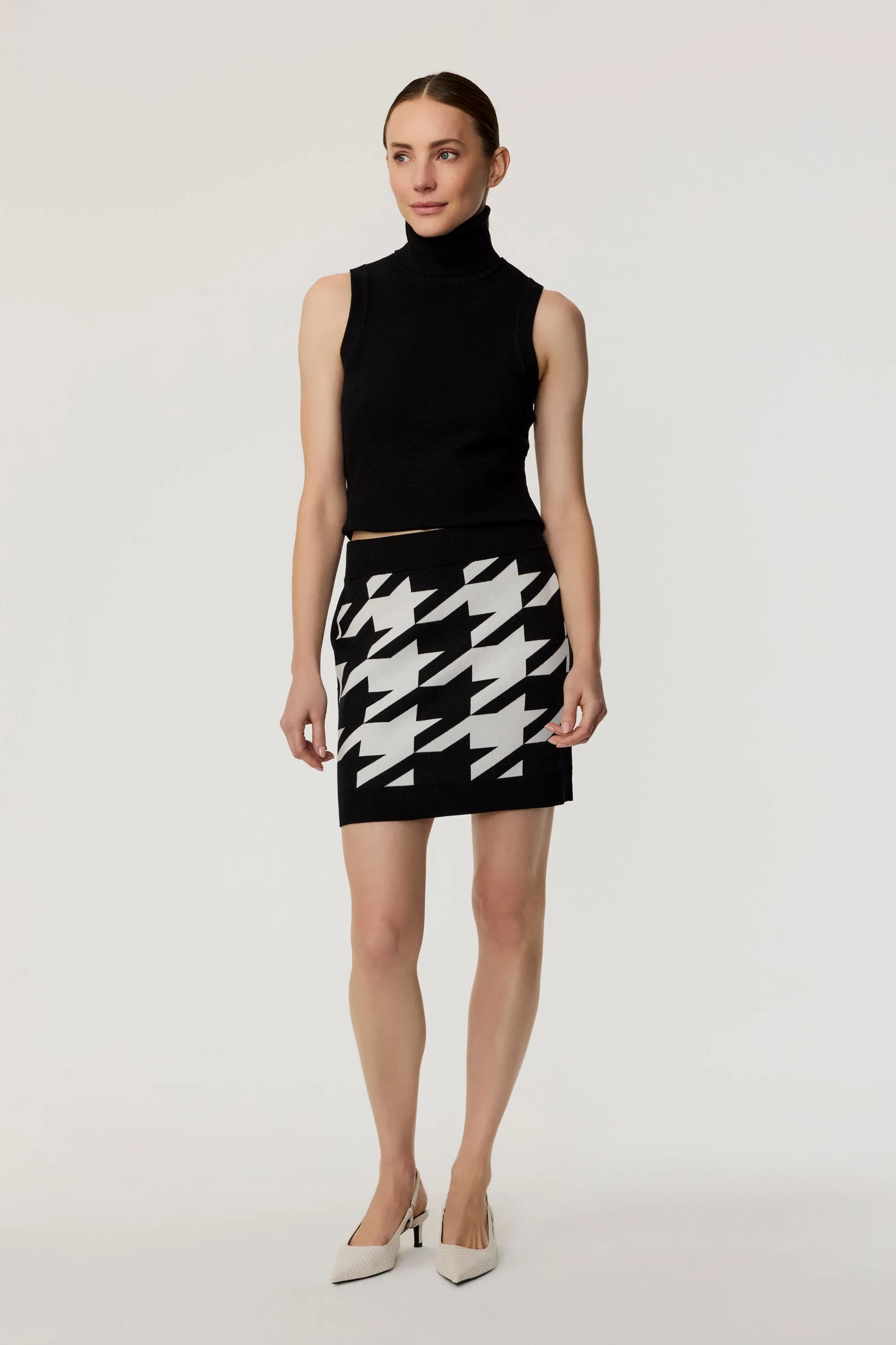 Jackie Houndstooth Mini Skirt