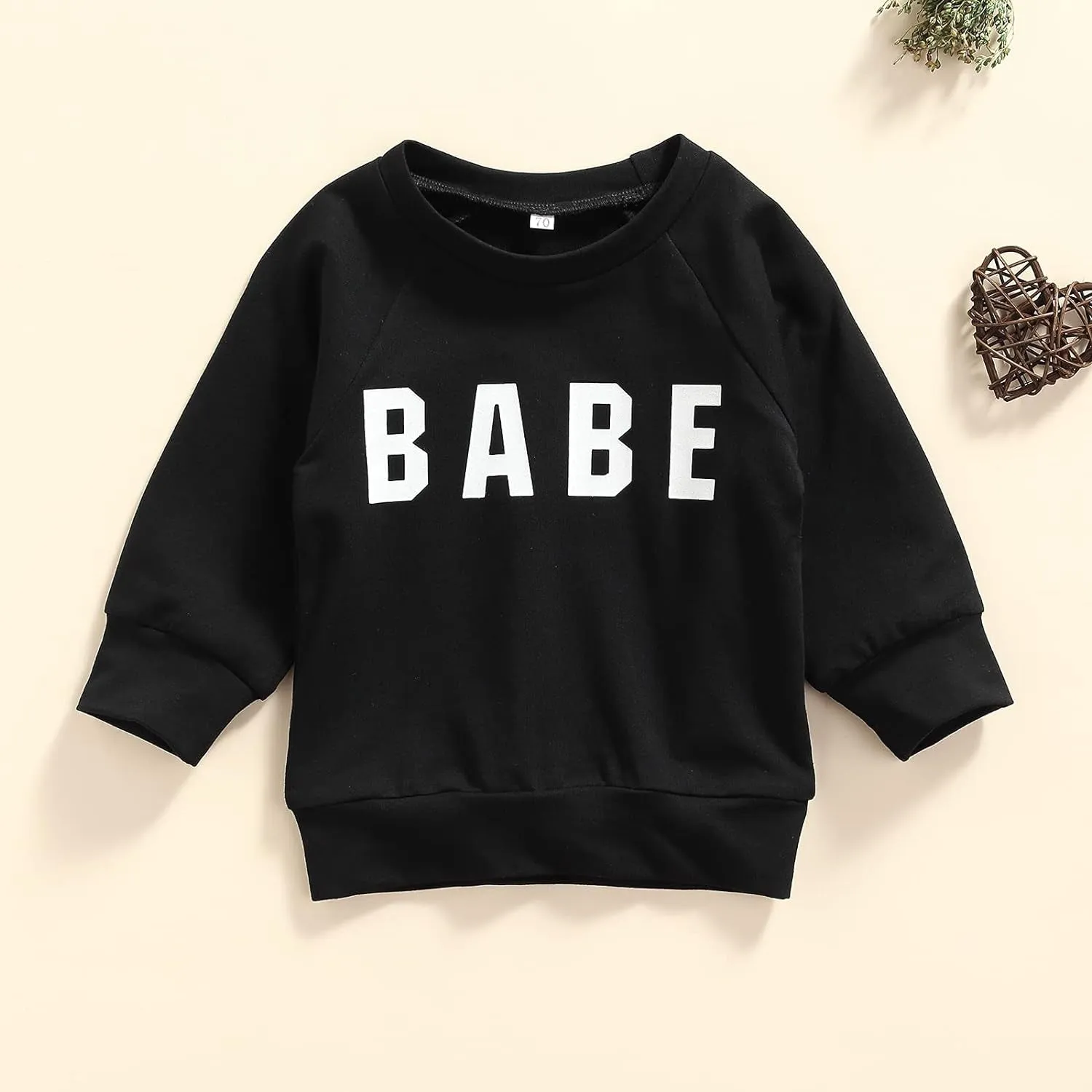 Kids Infant Baby Boy Girls Clothes Babe Letter Printed Long Sleeve Pullover Sweatshirt Shirt Sweater Tops