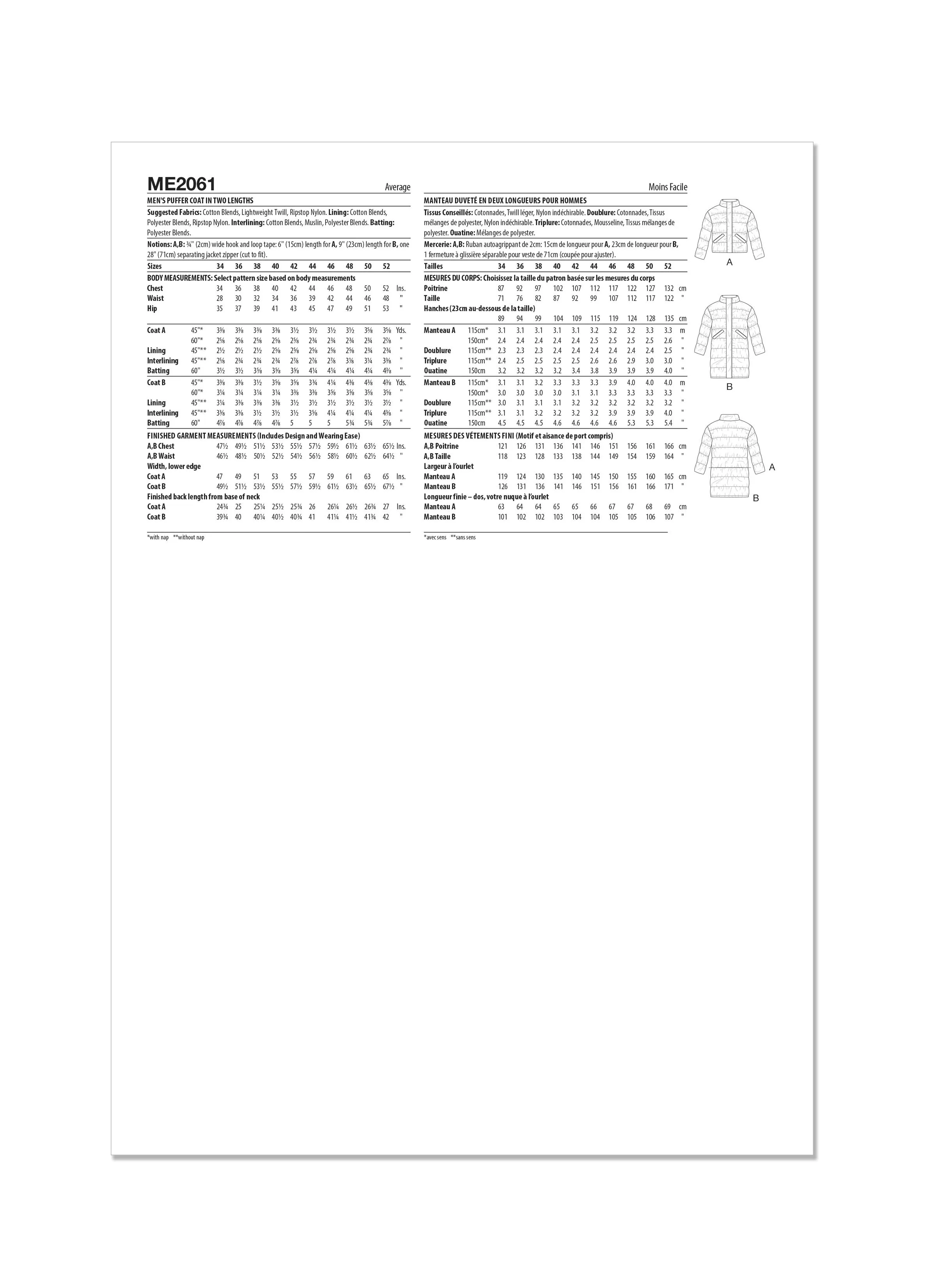 Know Me sewing pattern 2061 Men's Puffer Coat by Norris Dánta Ford