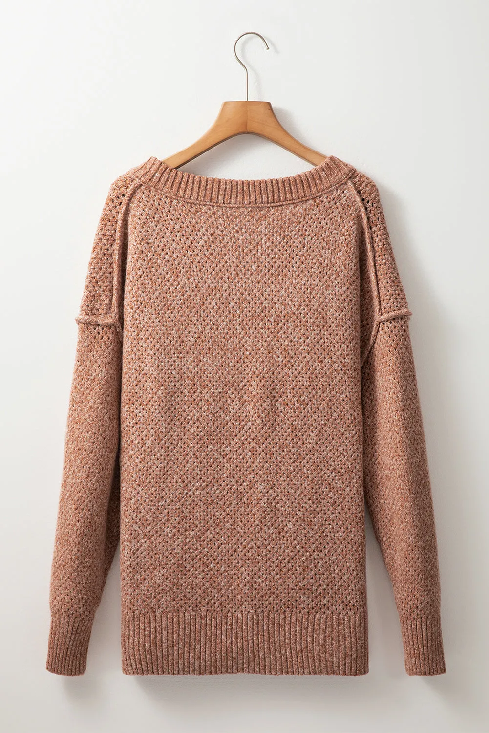 Loose Eyelet Drop Shoulder Sweater