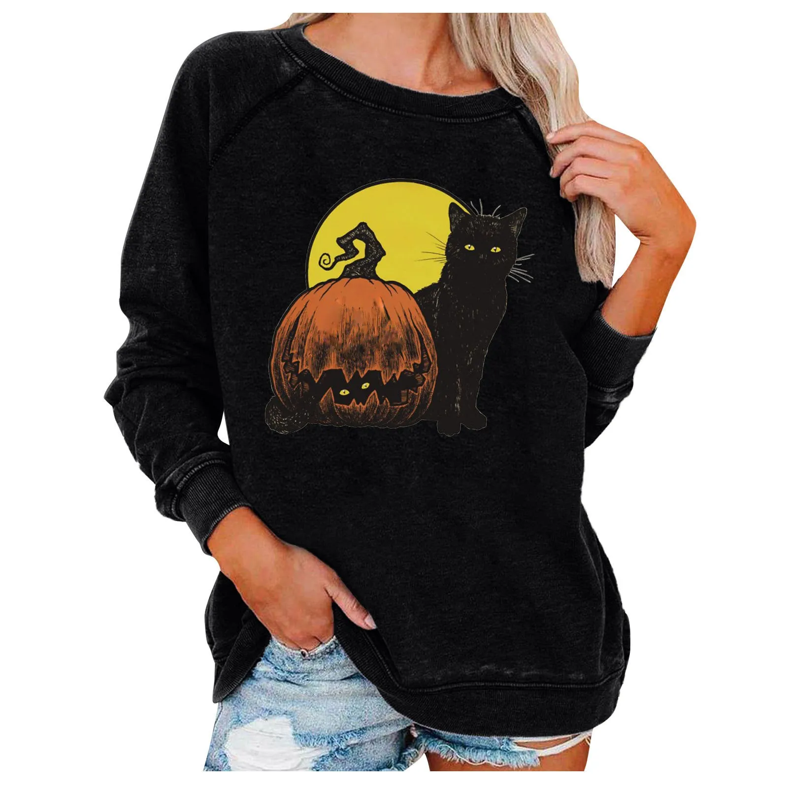 Loose Women's Tops Halloween Themed Sweatshirts