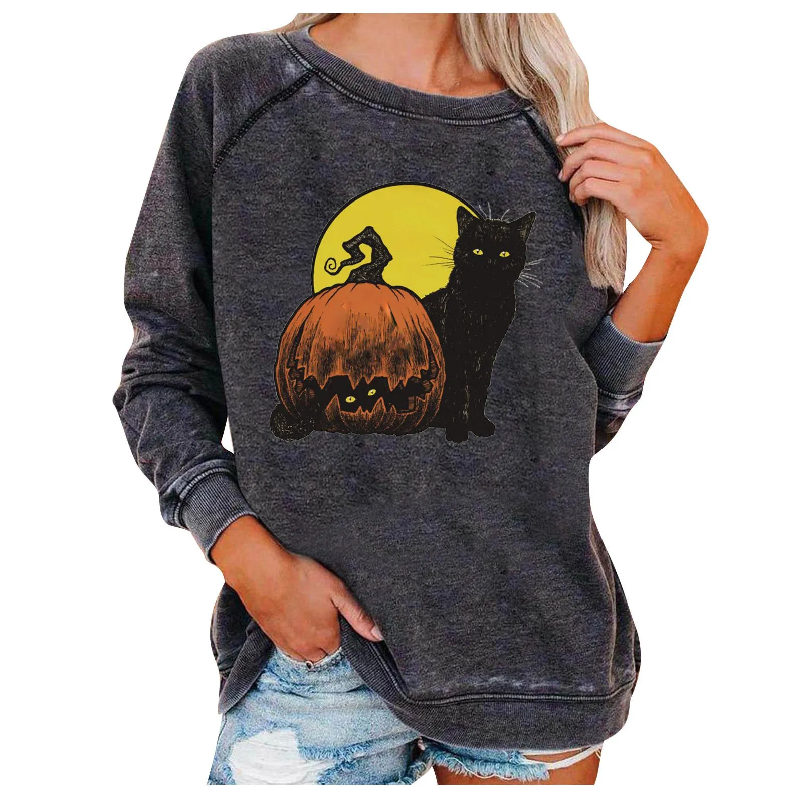 Loose Women's Tops Halloween Themed Sweatshirts