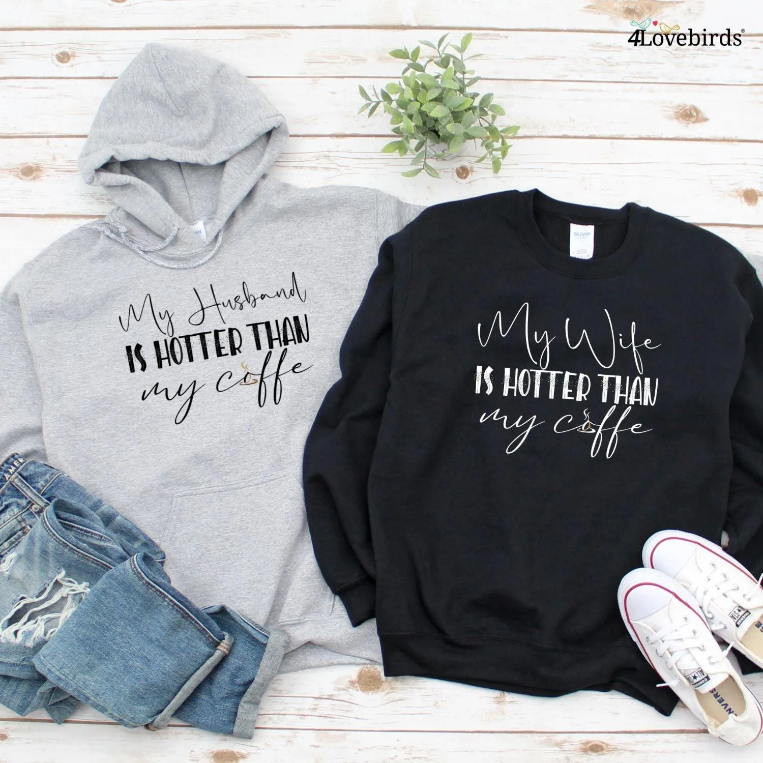 Matching Coffee Lovers Set: His&Hers Tops - Husband Hotter Than Coffee Gifts