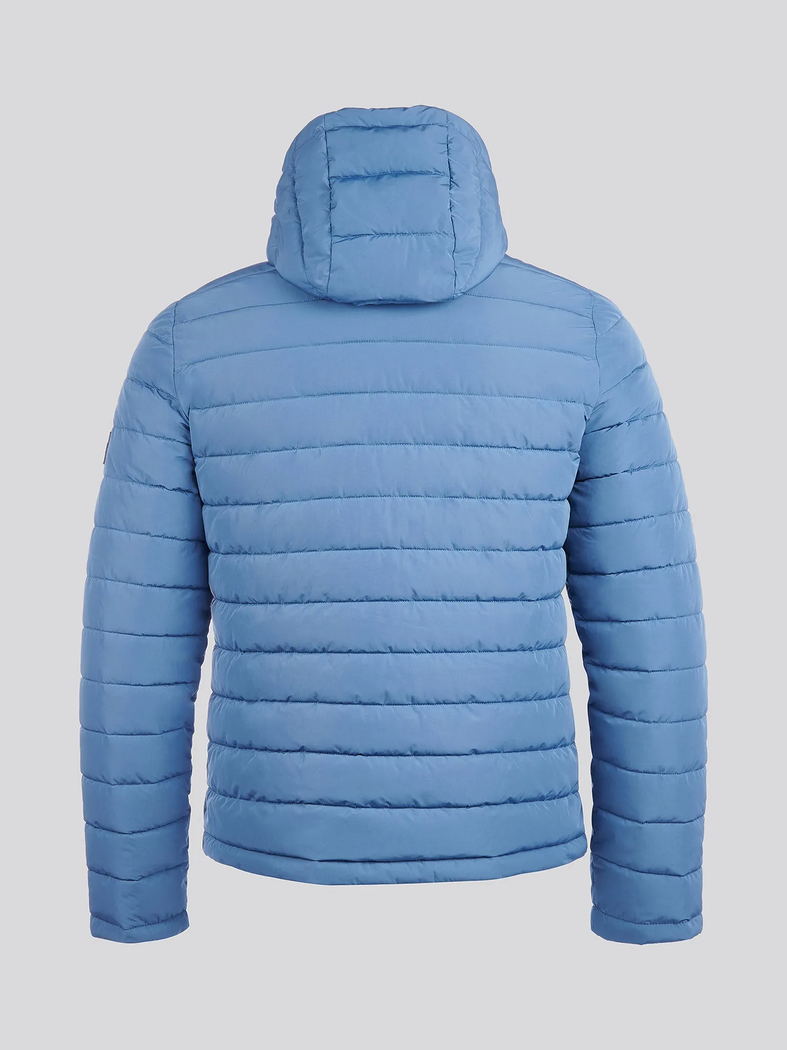 Mens Lightweight Quilt Hooded Puffer Jacket in Blue Horizon