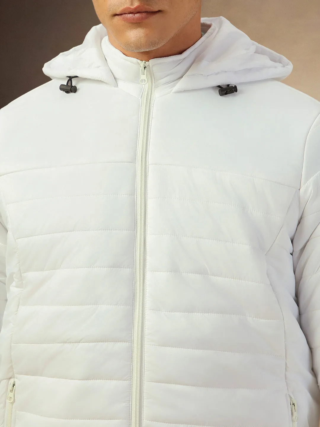 Men's White Full Sleeves Hooded jacket