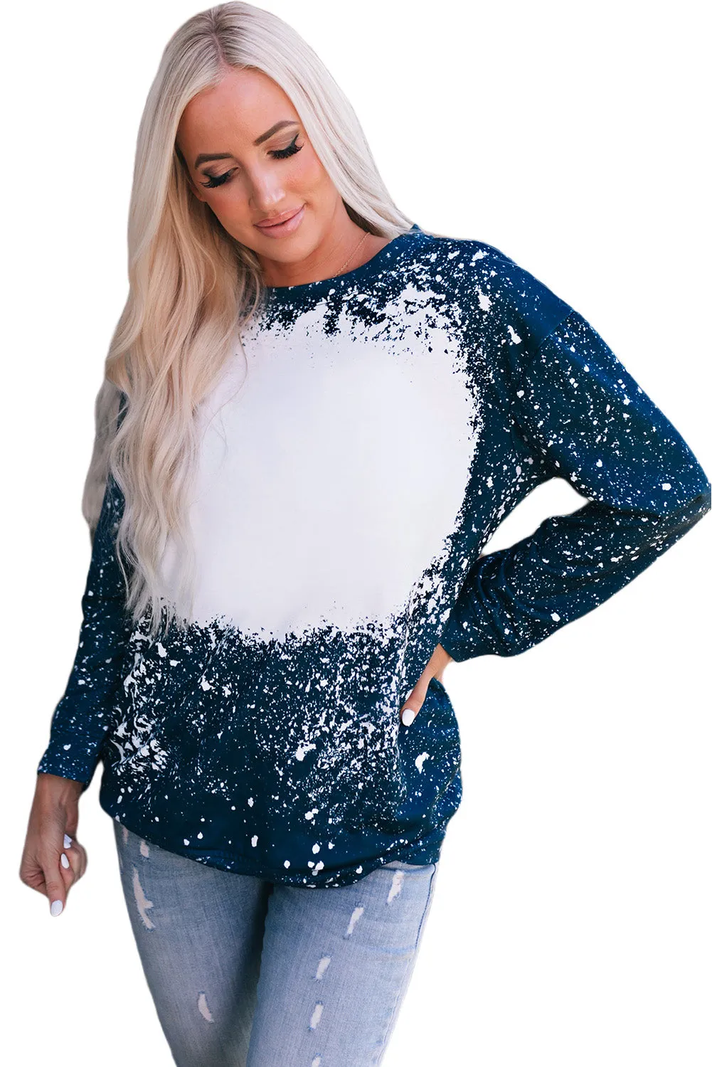 Navy Tie-dyed Pullover Sweatshirt