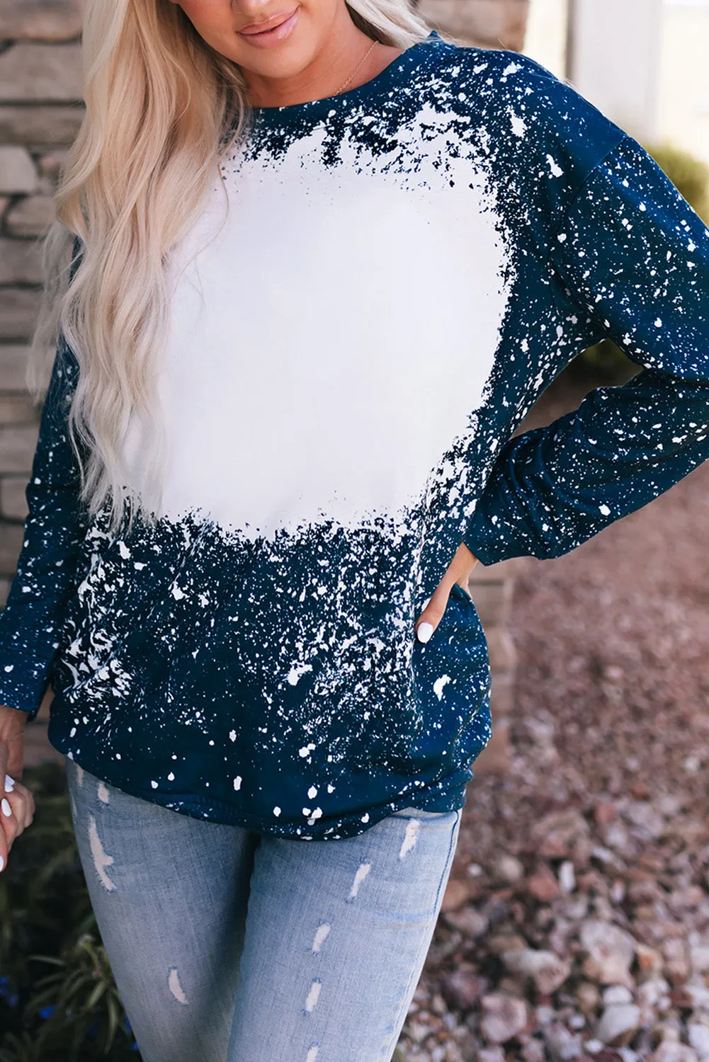 Navy Tie-dyed Pullover Sweatshirt