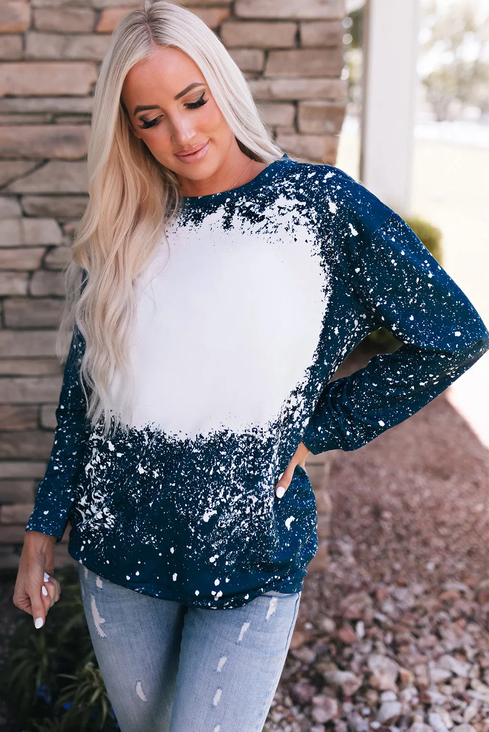 Navy Tie-dyed Pullover Sweatshirt