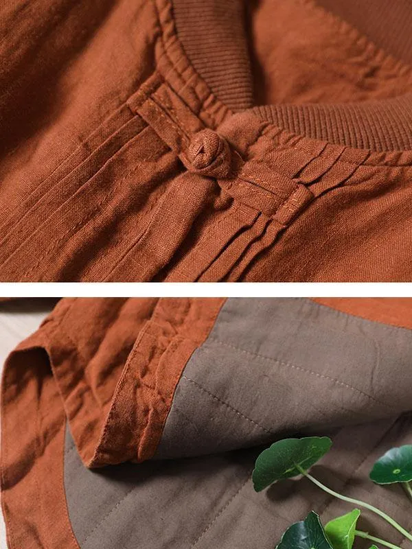 Orange Linen Jacket Women Short Coat