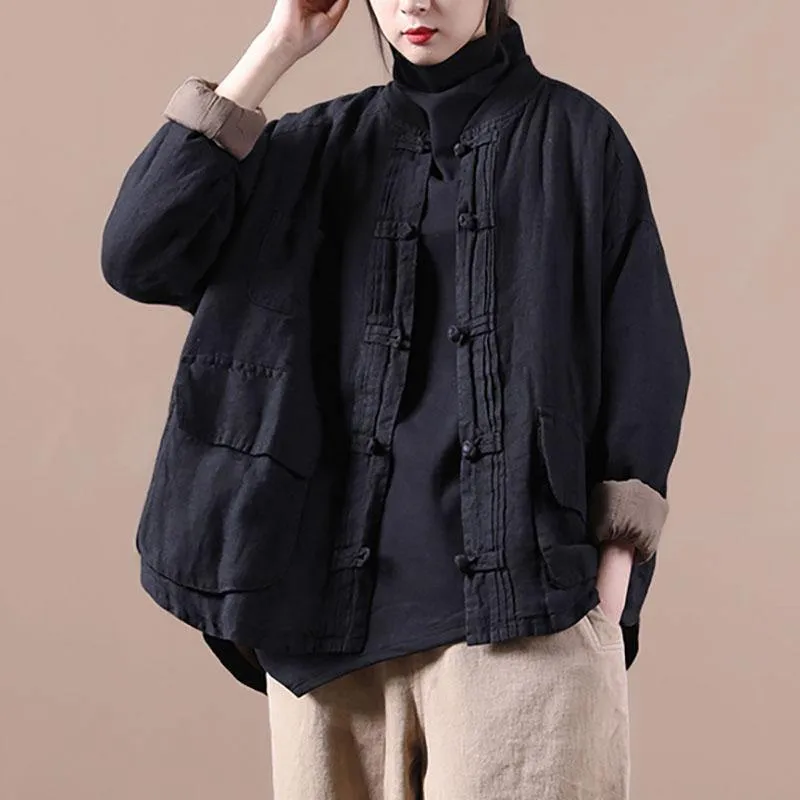 Orange Linen Jacket Women Short Coat