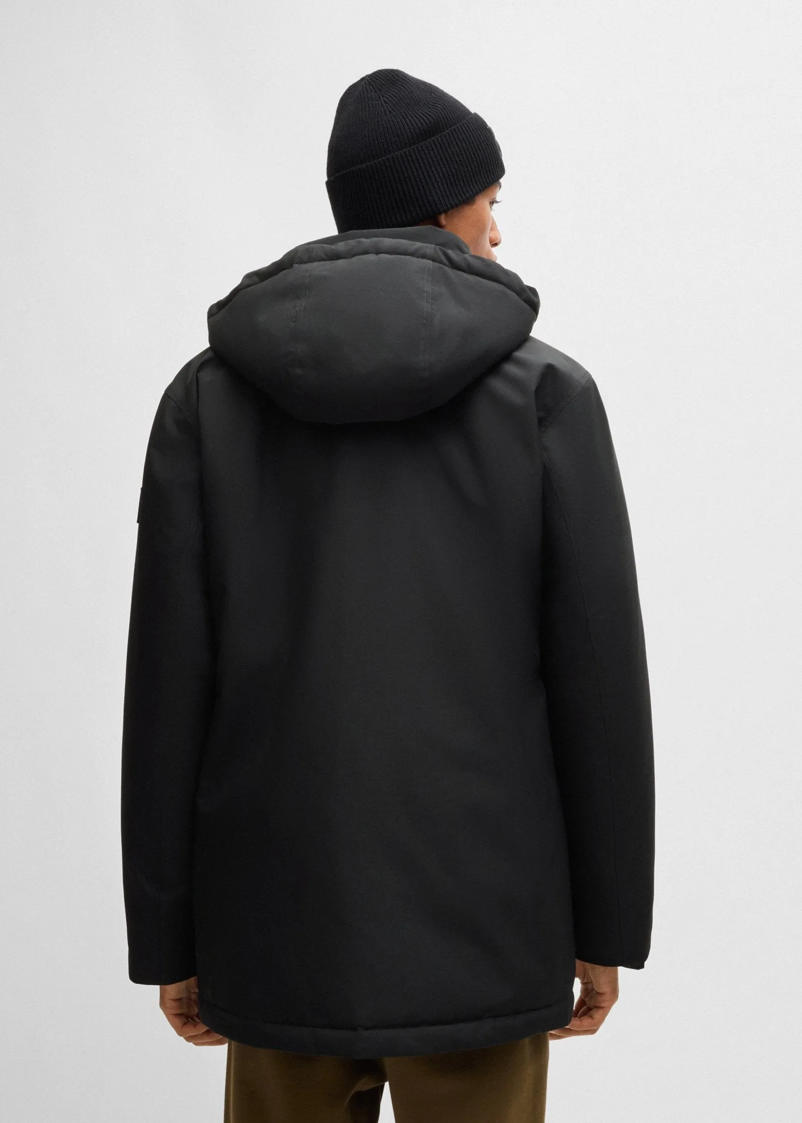 Parka à capuche BOSS noire déperlante