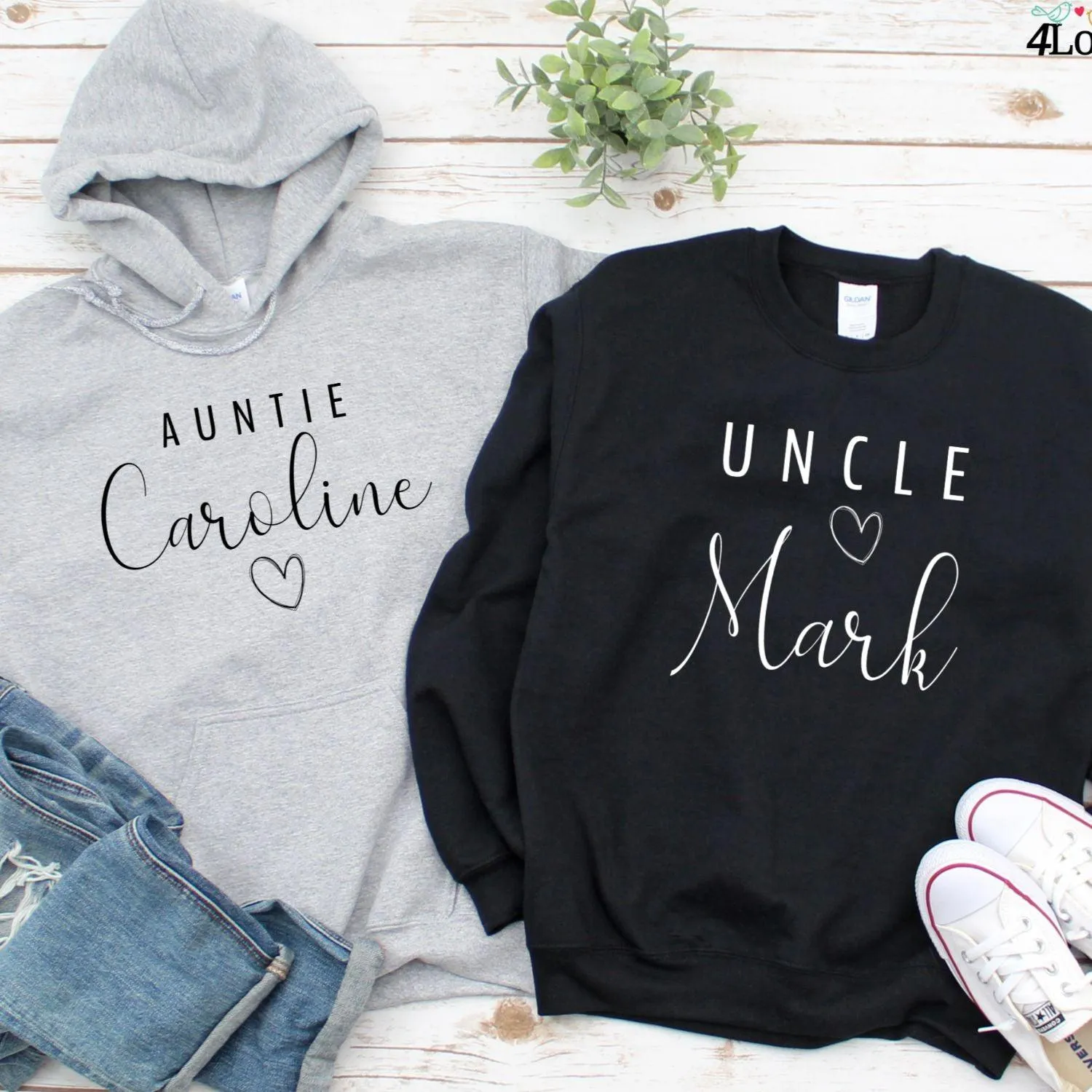 Personalized Matching Outfits for Aunt & Uncle: Custom Name Set - Unique Gift Idea