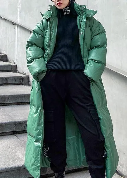 plus size clothing down jacket outwear green hooded zippered winter outwear