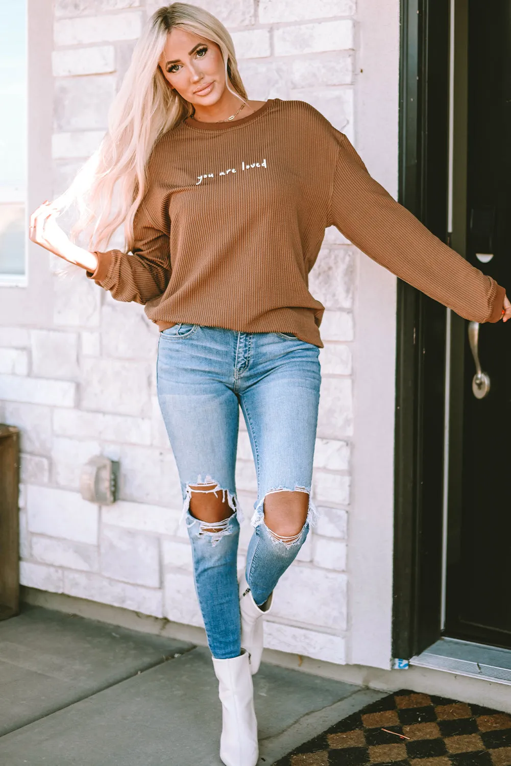 Print Corduroy Sweatshirt