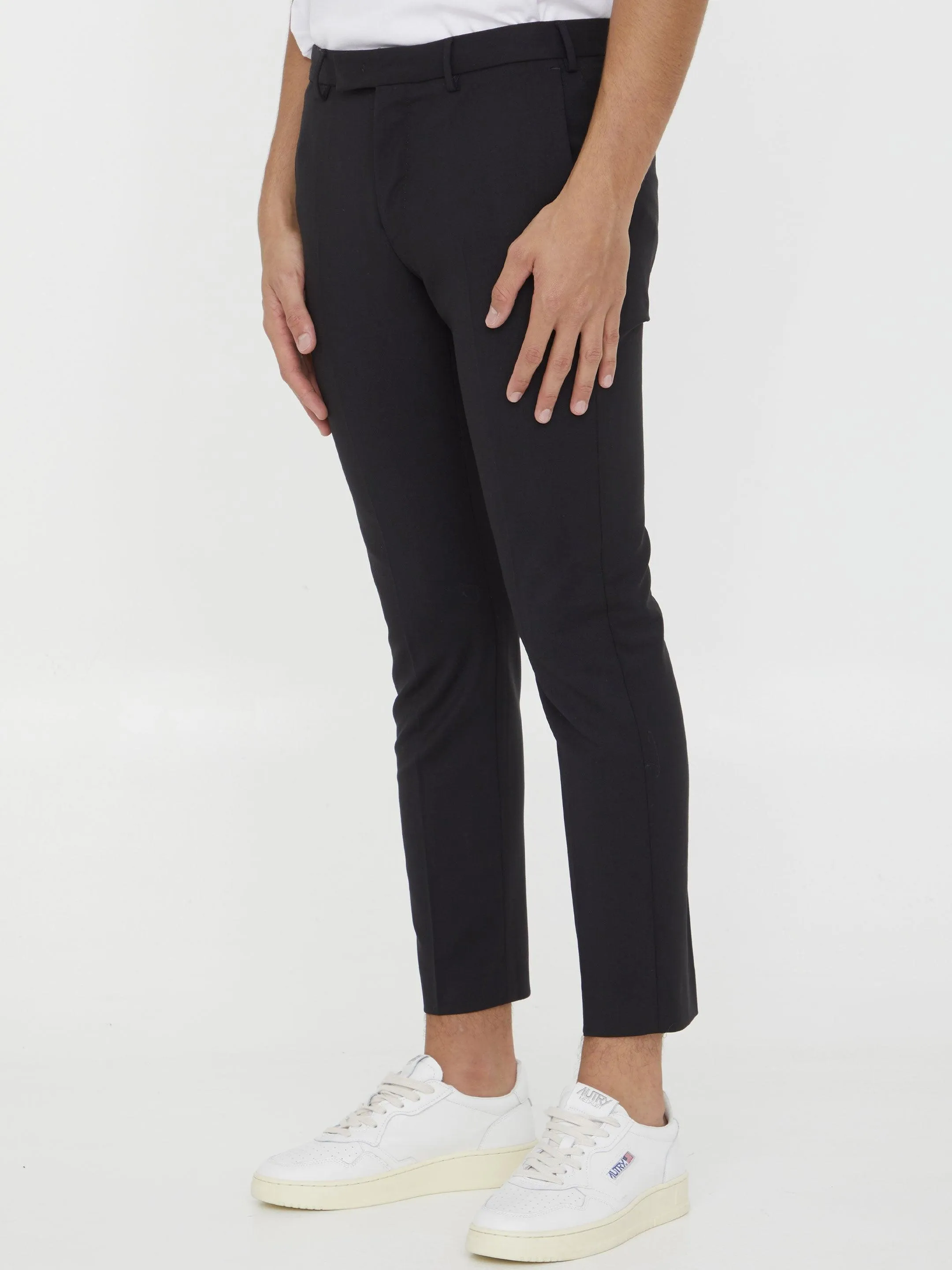 Pt Torino Black Wool Trousers