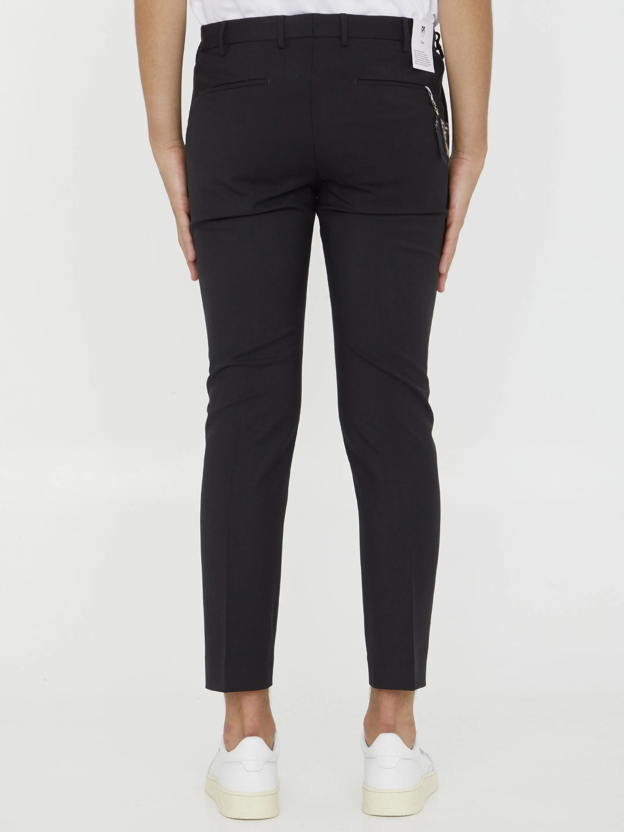 Pt Torino Black Wool Trousers