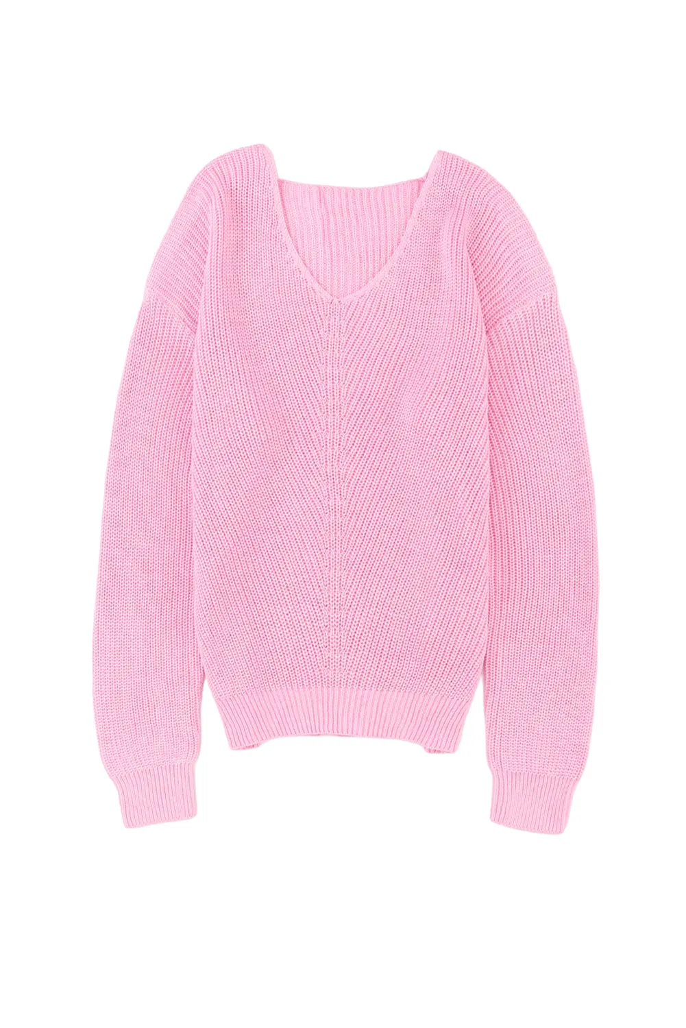 Ribbed Knit V Neck Sweater